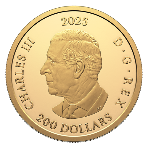 Reverse view of 2025 Canada Gold $200 Triple Maple Leaf Proof Coin, featuring detailed triple maple leaf design