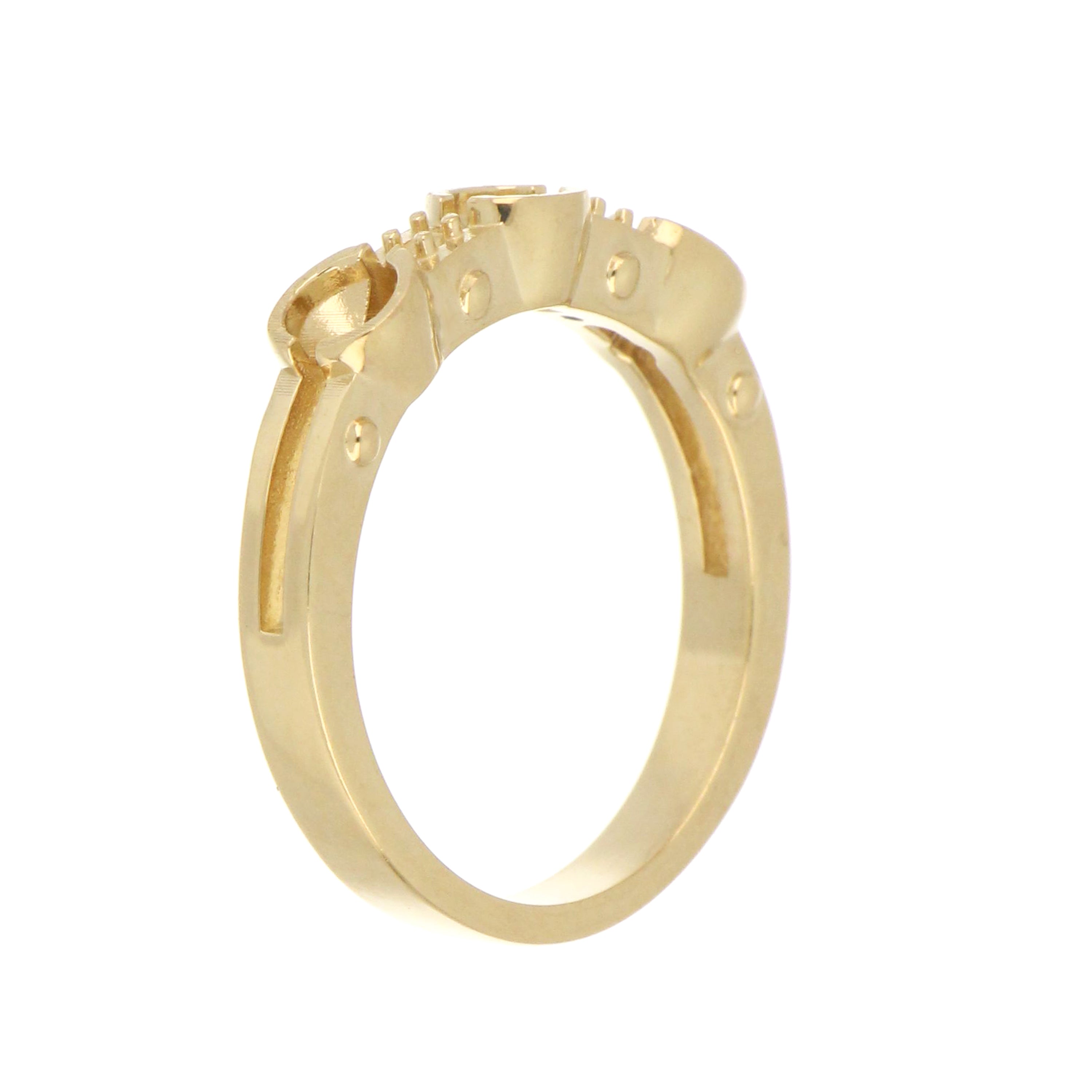 Custom jewelry ring mounting in 14kt yellow gold, size 7
