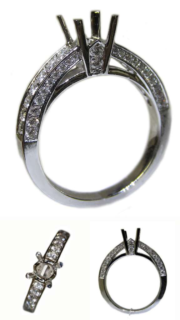Ladies' 18kt white gold fancy engagement ring semi-mounting