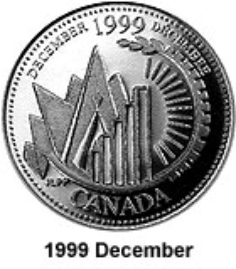 Canada Base Metal 1999 25 Cents December - Millenium 1999  BU