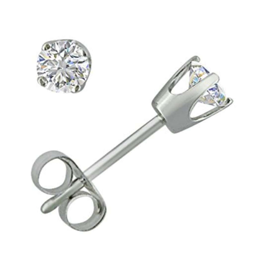 14kt white gold stud style diamond earrings