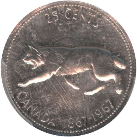 fullMatchVisible1967; Dbl Denem on Strk 5C;MS64PCGS