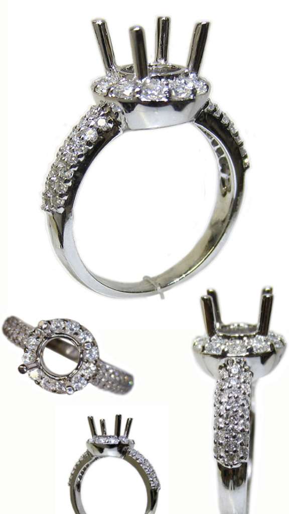 Ladies' 18kt white gold fancy engagement ring semi- mounting