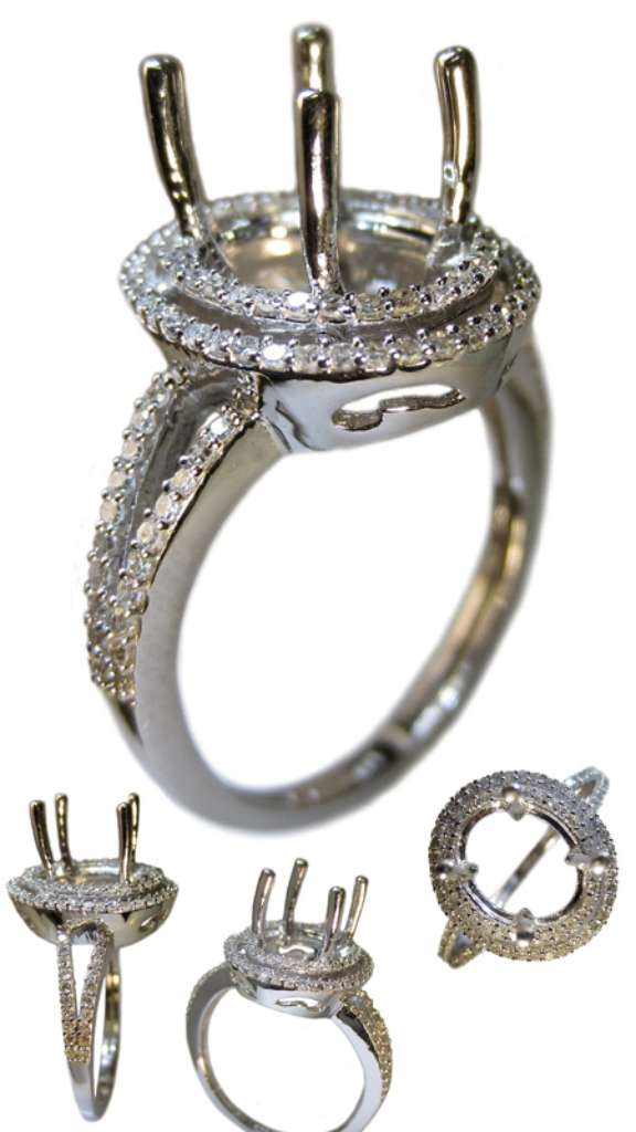 Ladies' 14kt white gold fancy engagement ring semi-mounting
