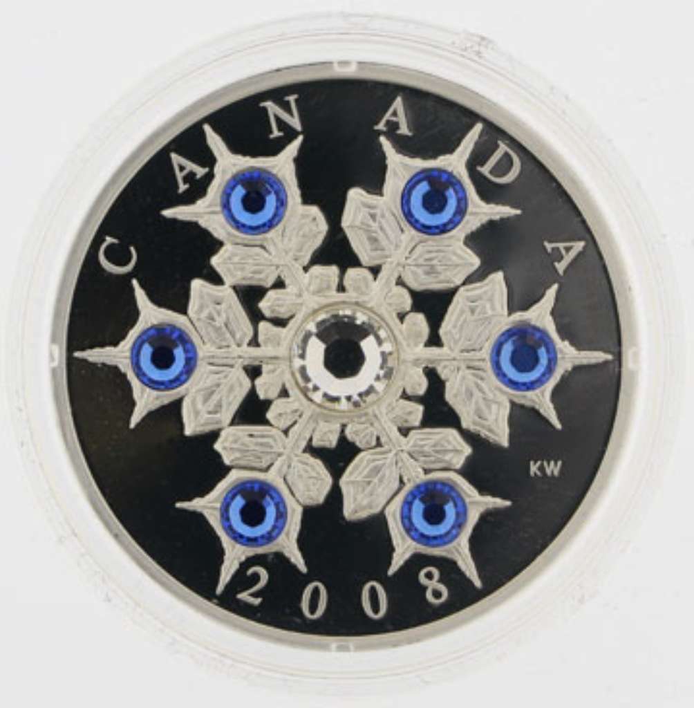 Canada Silver 2008 $20 Sapphire - Crystal Snowflake PF 1.009oz, .9999