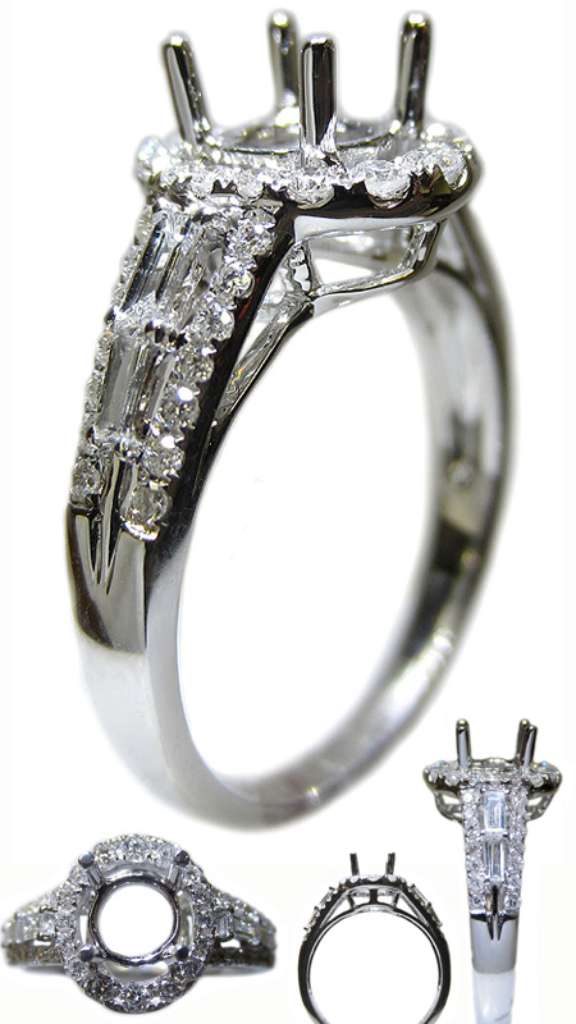 Ladies' 18kt white gold fancy engagement ring semi-mounting