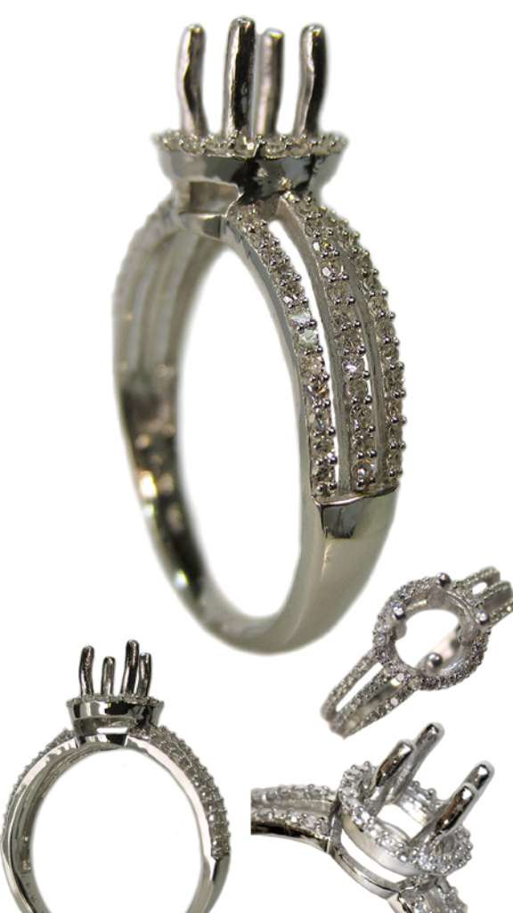 Ladies' 14kt white gold fancy engagement ring semi-mounting