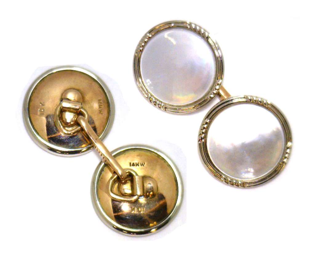 10kt yellow gold and 14kt white gold cufflink