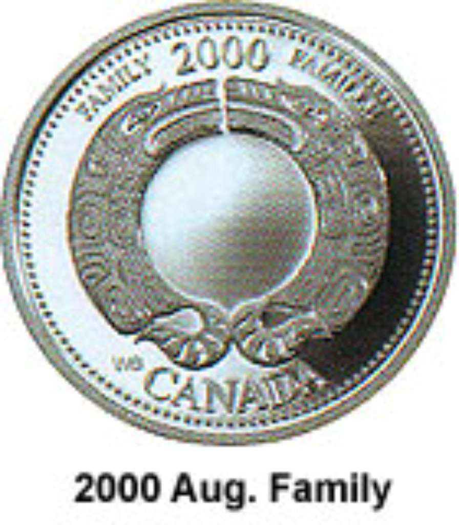 Canada Base Metal 2000 25 Cents August, Family - Millenium 2000 BU