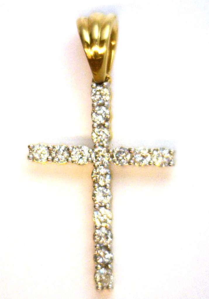 14kt yellow gold diamond cross pendant