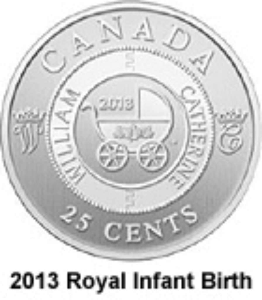 Canada Base Metal 2013 25 Cents Birth of Royal Infant SP
