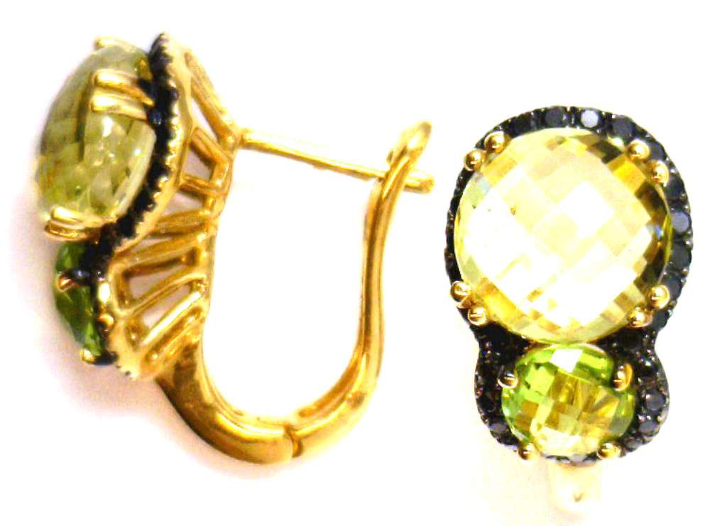 14kt yellow gold lemon quartz earring