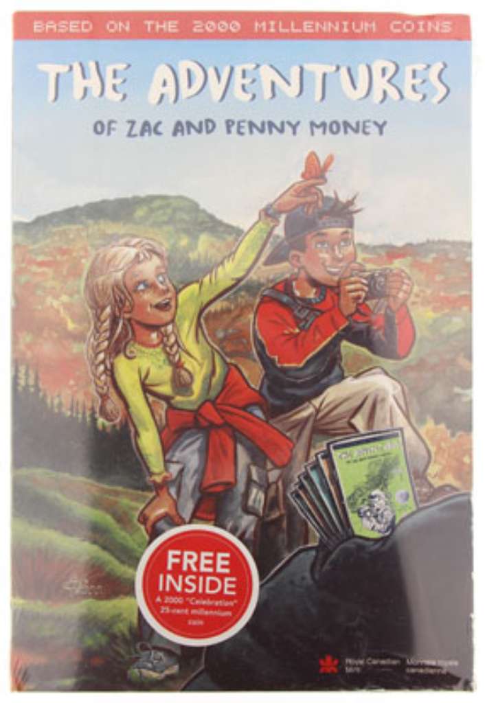 Canada Base Metal 2000 25 Cents Set The Adventures of Zac and Penny Money (collector board for 2000 quarter set; 12 stories; coins not included)