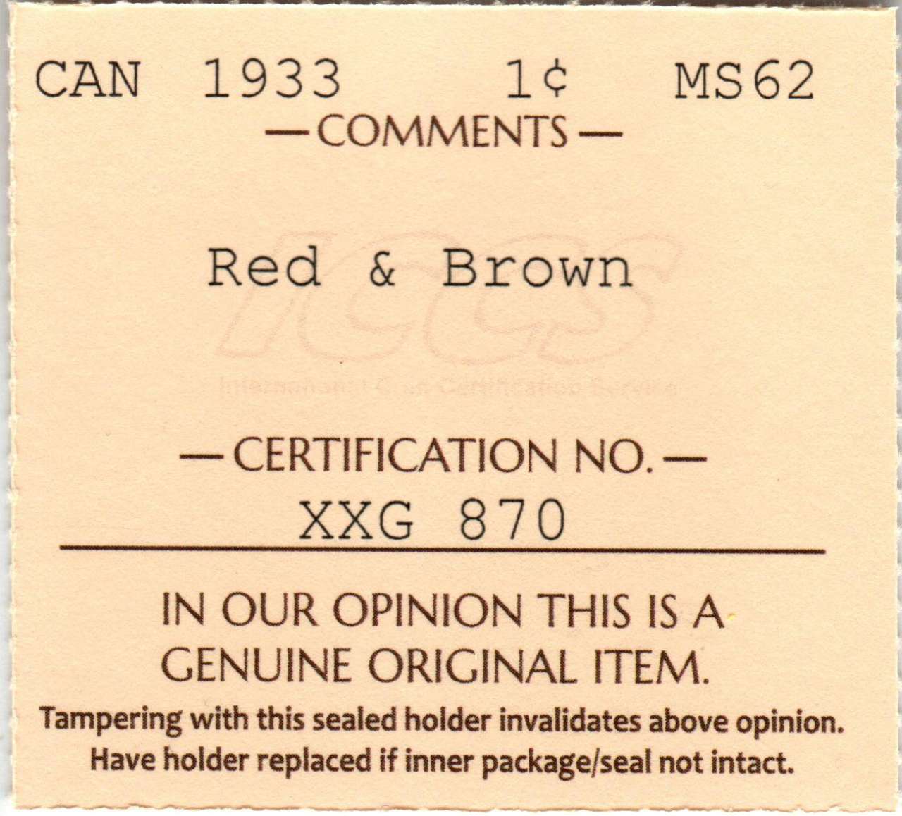 fullMatchVisible1933MS62ICCS