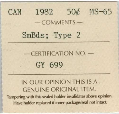 fullMatchVisible1982 "Small Beads; Type 2"MS65N/A