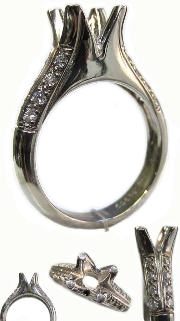 Ladies' palladium 950 fancy engagement ring semi-mounting