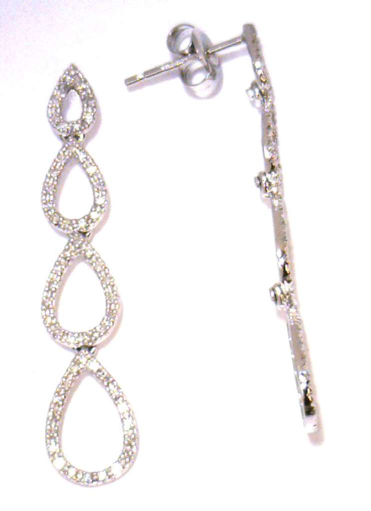 Ladies' 14kt white gold dangling style diamond earrings