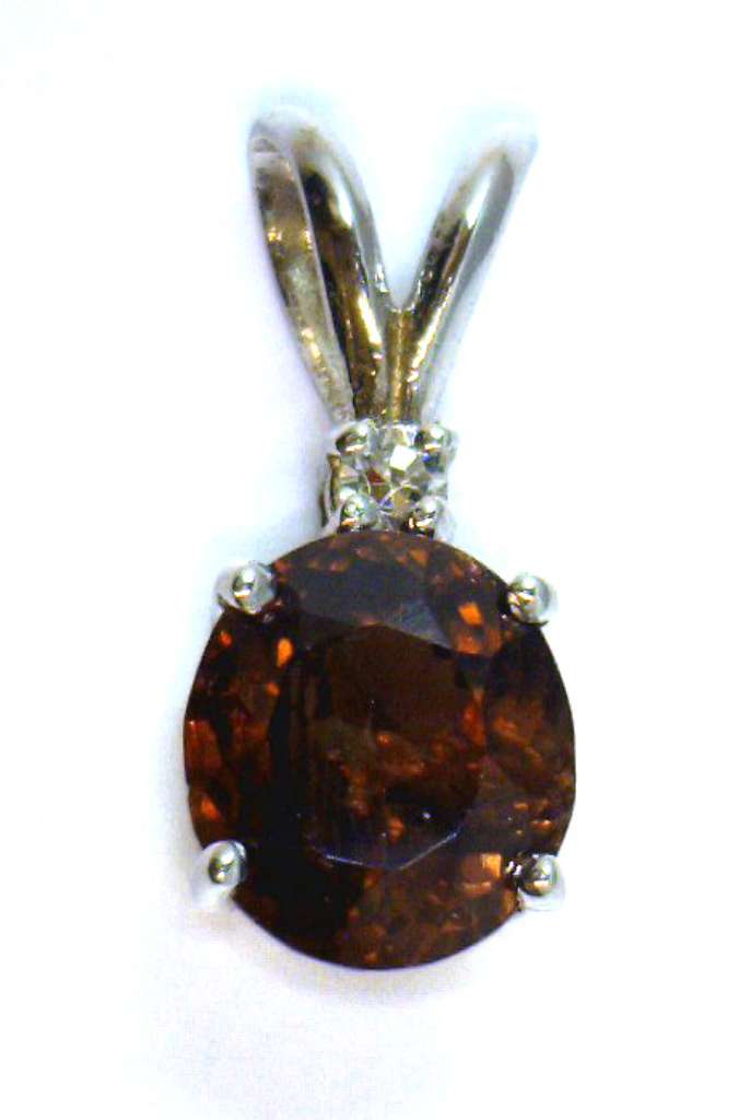 14kt white gold brown zircon pendant