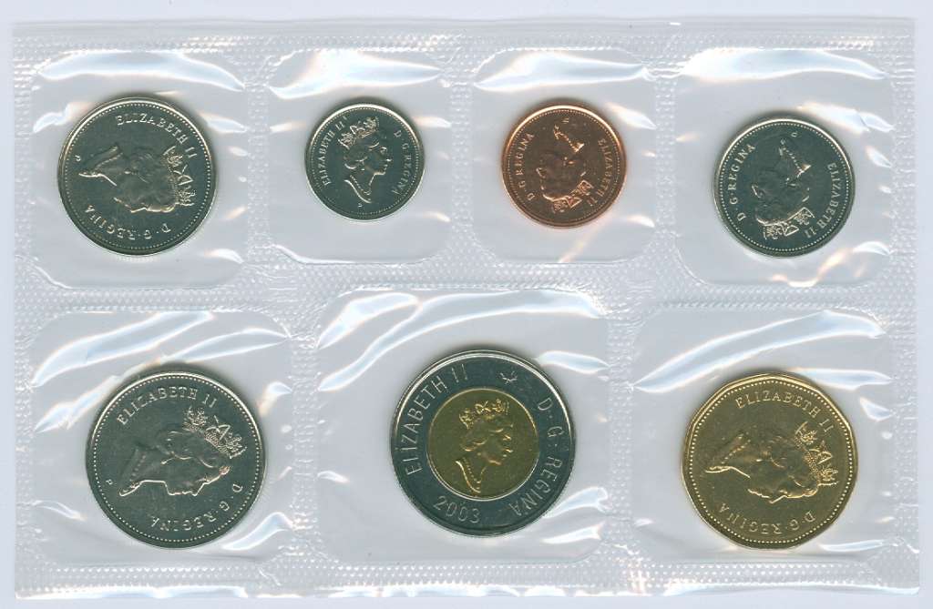 コレクション collectibles coins 2003 Brilliant Uncirculated Set of 7 Canadian Coins (Proof-like Set) -