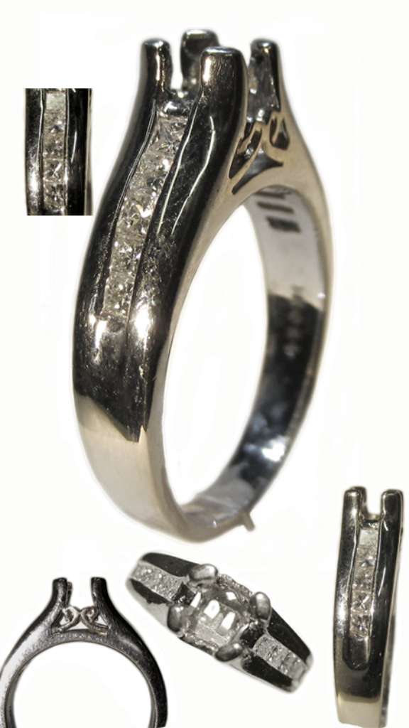 Ladies' 14kt white gold fancy engagement ring semi-mounting