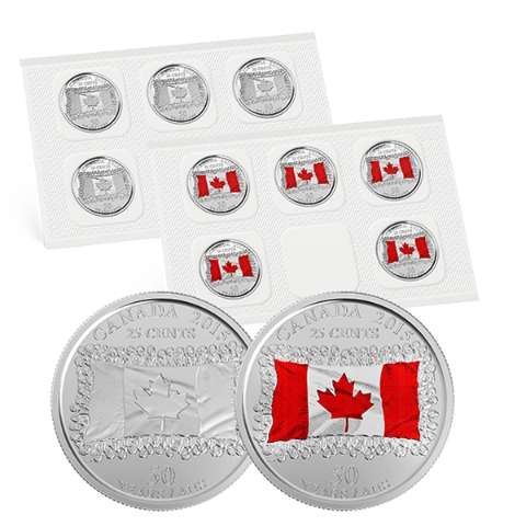 Canada Base Metal 2015 25 Cents Canada Day Flag 10-pack Coin Set  CI