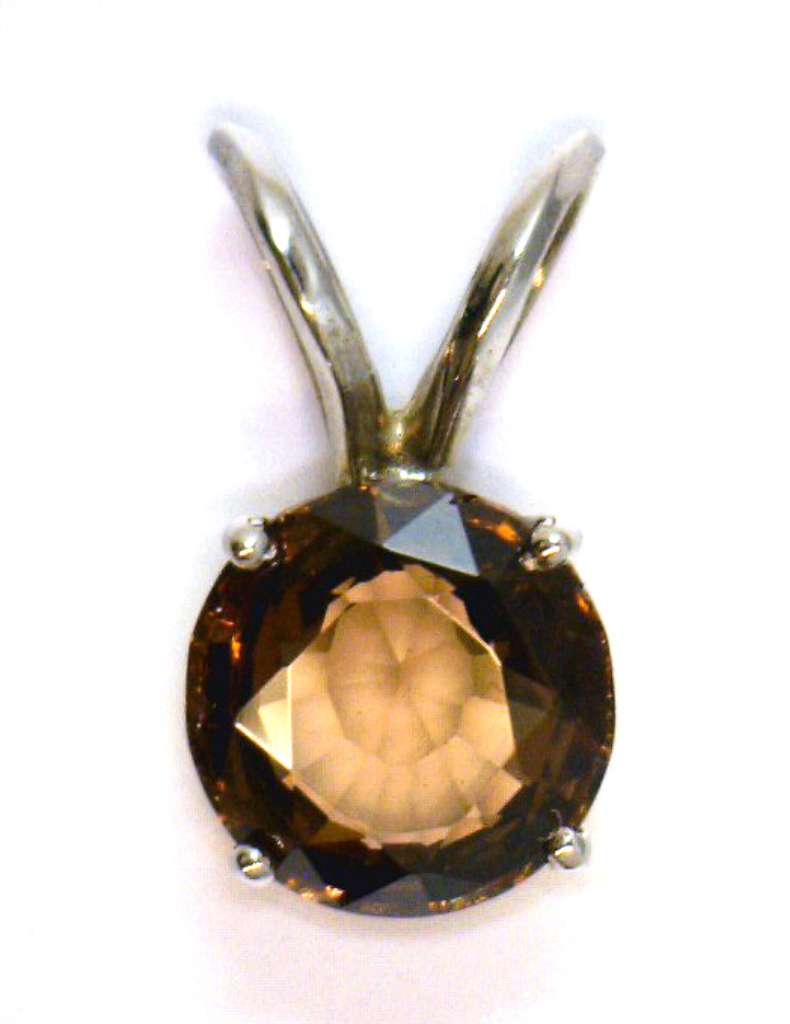 14kt whte gold natural zircon pendant