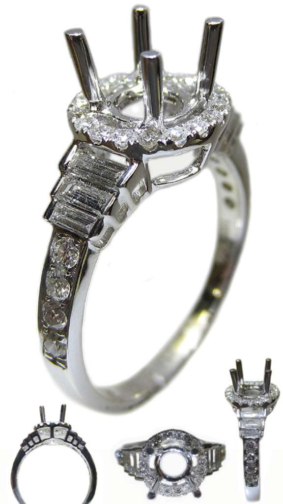 Ladies' 18kt white gold fancy engagement ring semi-mounting