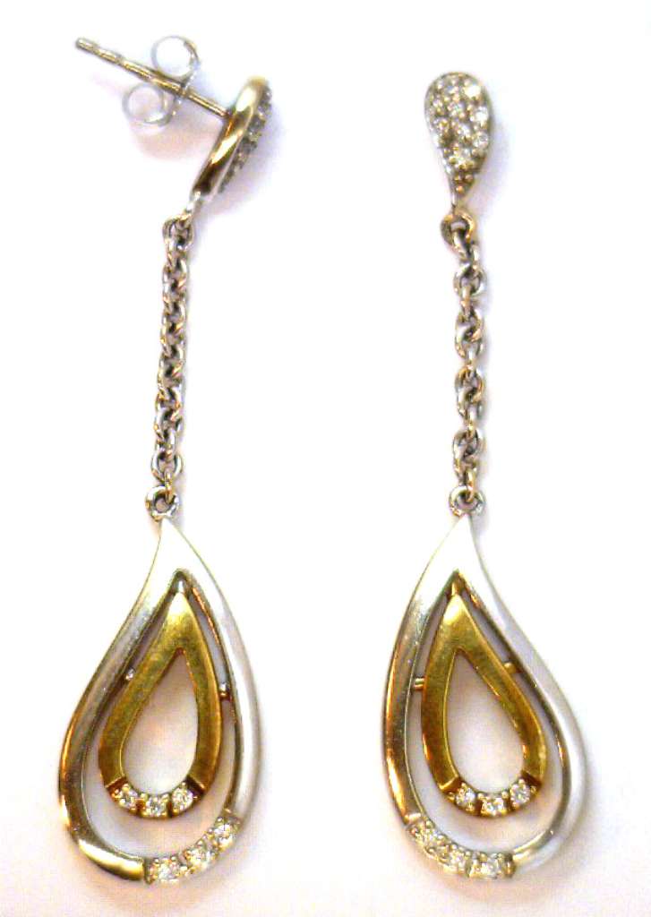 14kt yellow gold and white gold diamond earrings