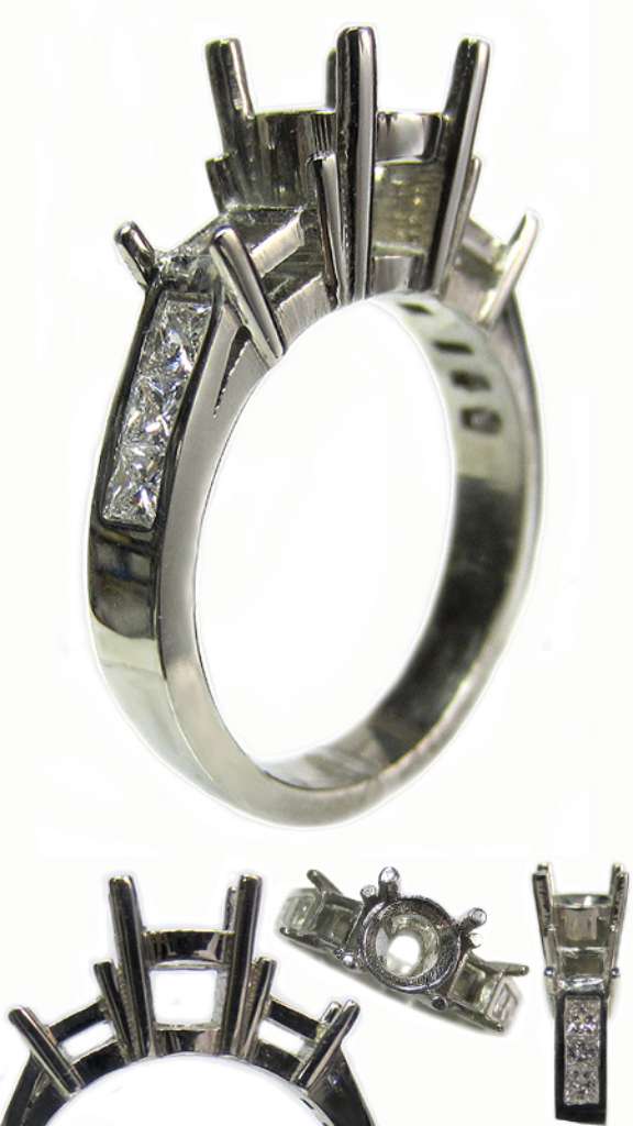 Ladies' 19kt white gold fancy engagement ring semi-mounting