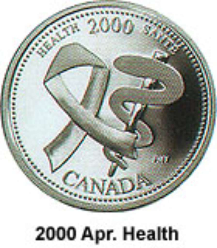 Canada Base Metal 2000 25 Cents April, Health - Millenium 2000  BU