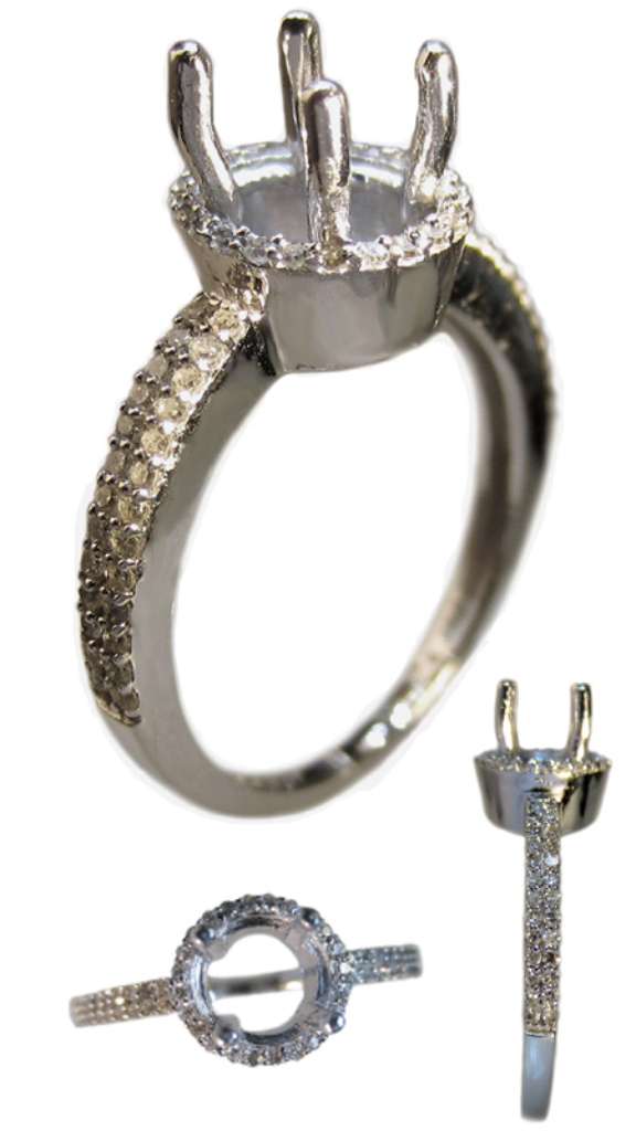 Ladies' 14kt white gold fancy engagement ring semi-mounting