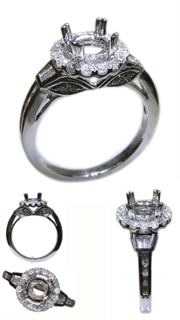 Ladies' 18kt white gold fancy engagement ring semi-mounting