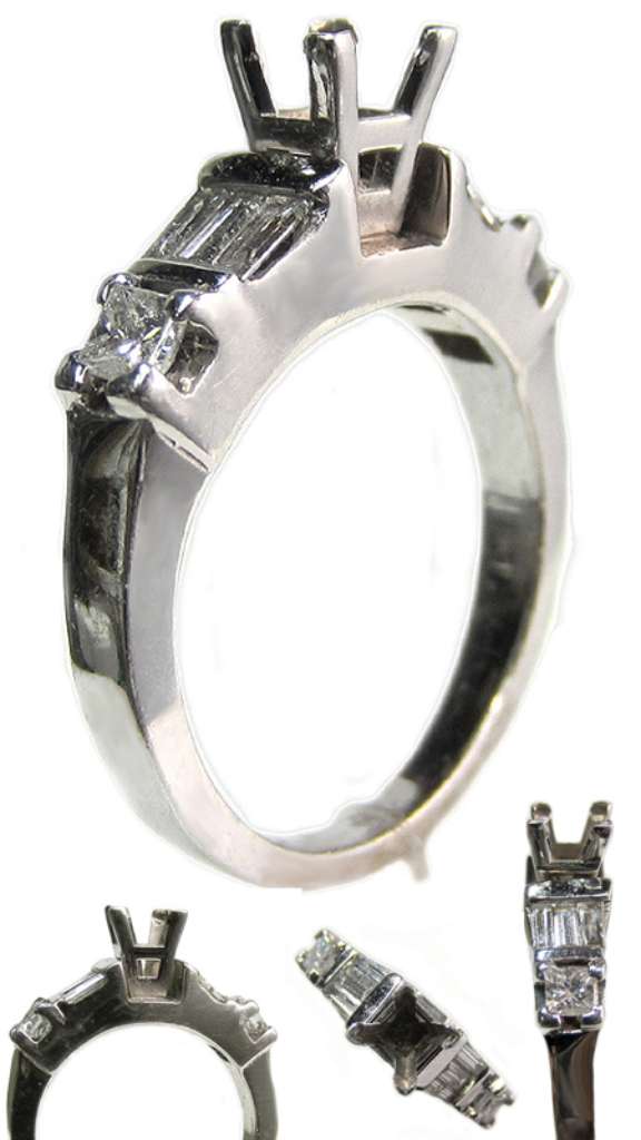 Ladies' 14kt white gold fancy engagement ring semi-mounting
