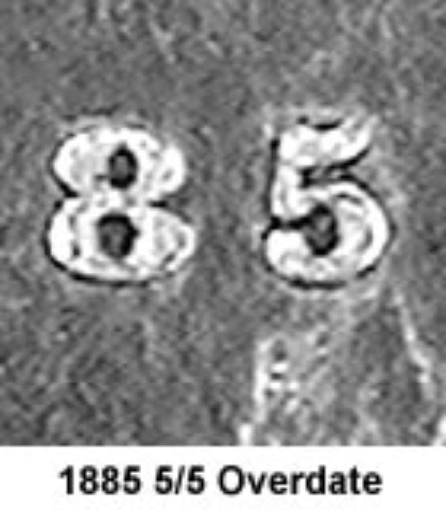 fullMatchVisible1885 Small 5 Overdate 5VF20N/A
