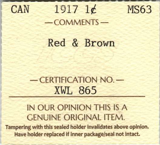 fullMatchVisible1917 Red & Brown #2MS63ICCS