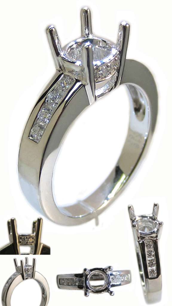 Ladies' 18kt white gold fancy engagement ring semi-mounting