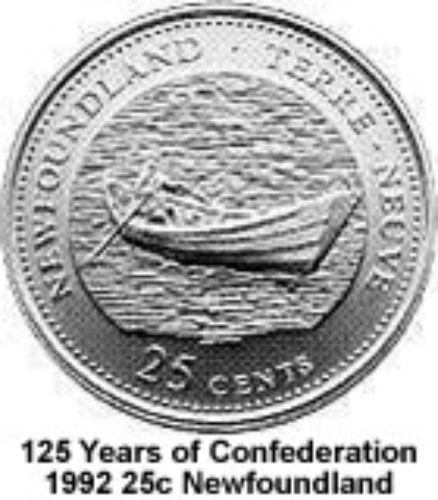 Canada Base Metal 1992 25 Cents Newfoundland - 125th Anniv of Confederation  BU