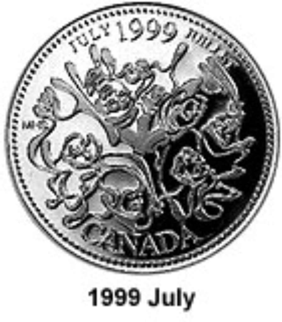 Canada Base Metal 1999 25 Cents July - Millenium 1999  BU