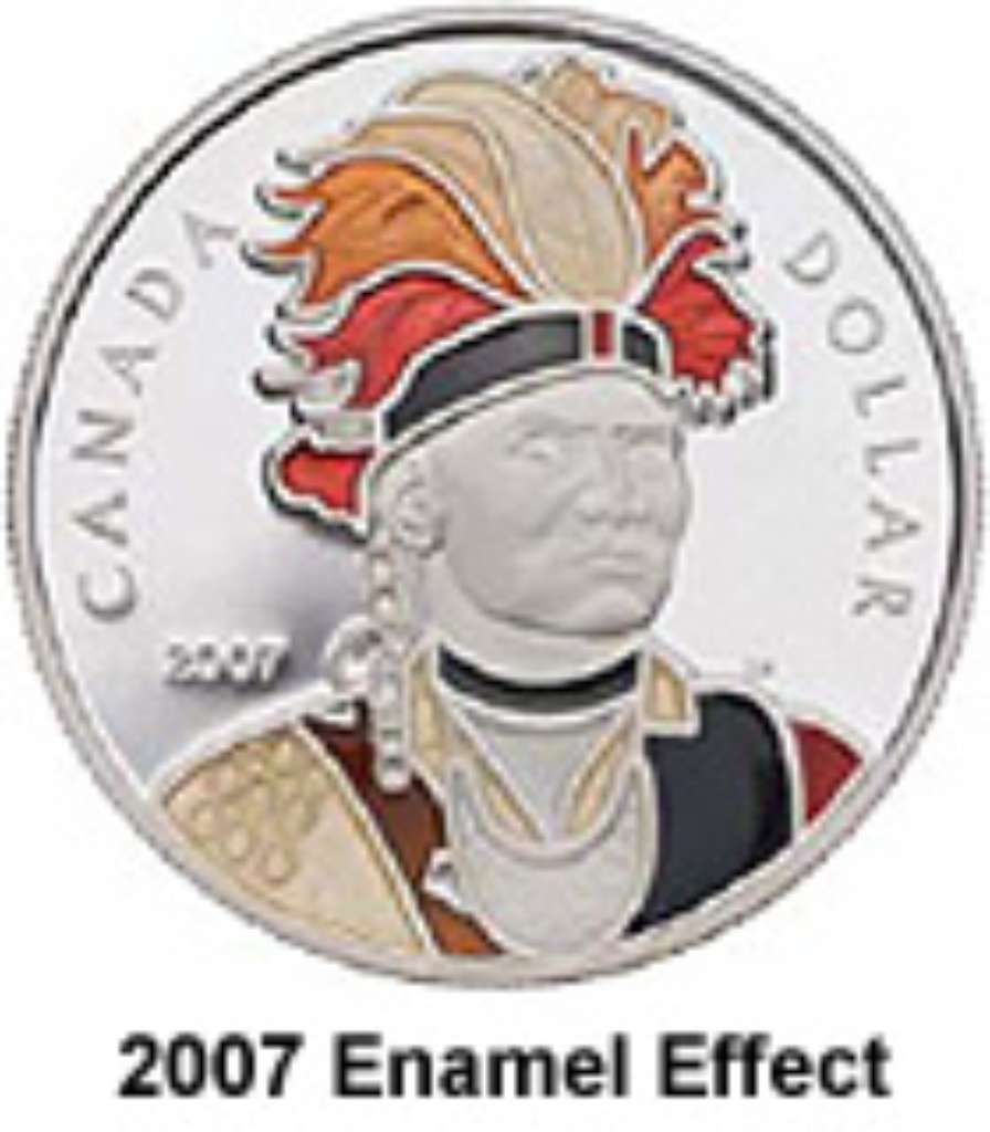 Canada Silver 2007 $1 Thayendanegea Enameled PF .809oz, .925
