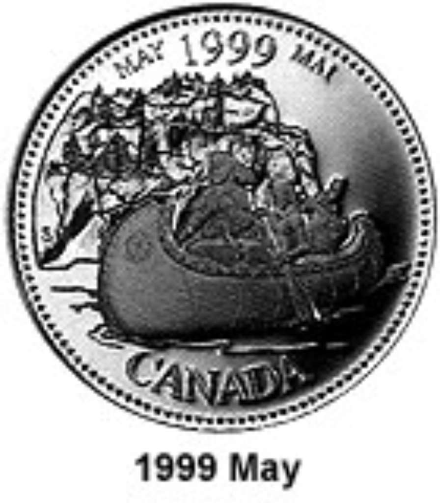 Canada Base Metal 1999 25 Cents May - Millenium 1999  BU