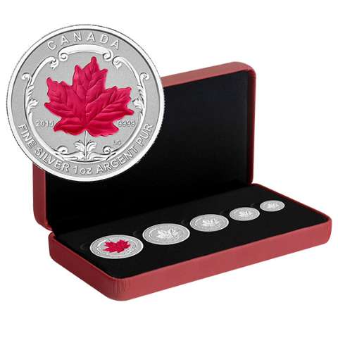 Canada Silver 2015 Set Maple Leaf Fractional, 5-coins 1.9oz, .9999