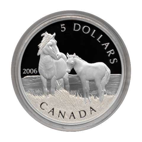 Canada Silver 2006 $5 Sable Island Horses, Coin and Stamp Set PF .9oz,