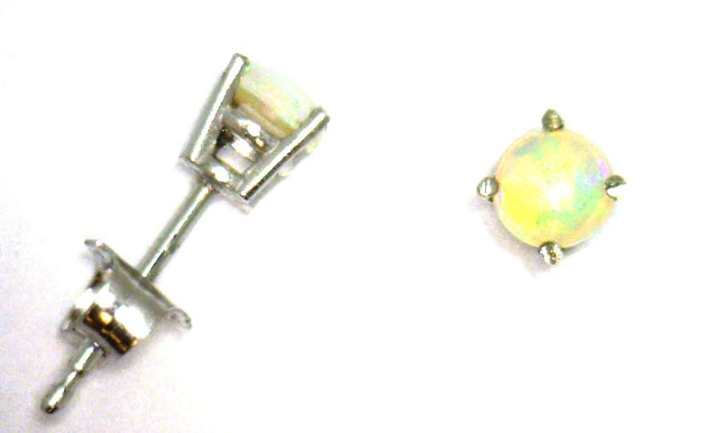 14kt white gold opal stud style earrings