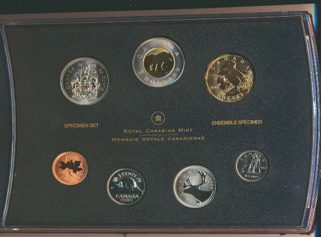 Canada Base Metal 2005 Specimen Set, Tuffed Puffin, 7-coins SP