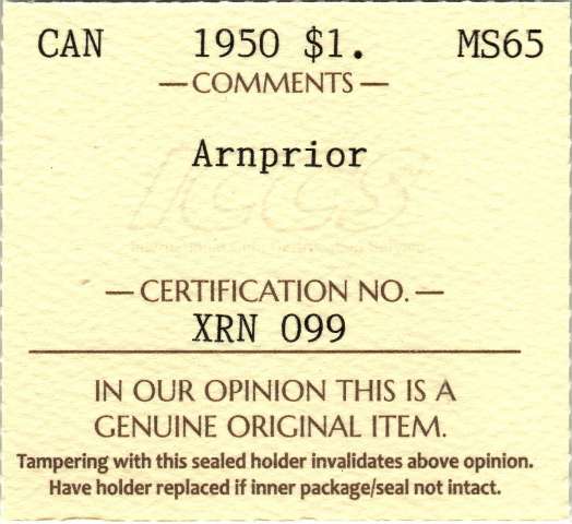fullMatchVisible1950 ArnpriorMS65ICCS