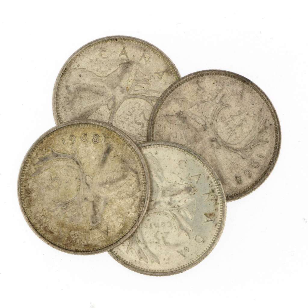 Canada Silver .500 Junk 25 Cent Coins (1968) Coin