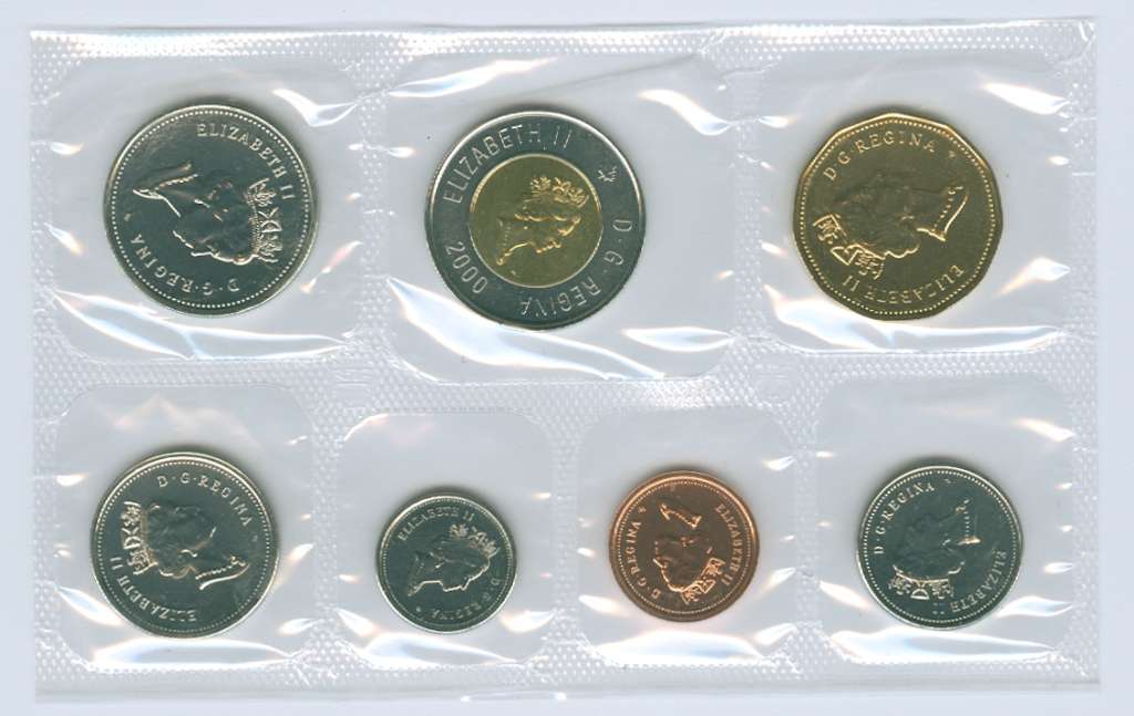 2000 Uncirculated Set of 7 Canadian Coins (Proof-like Set)