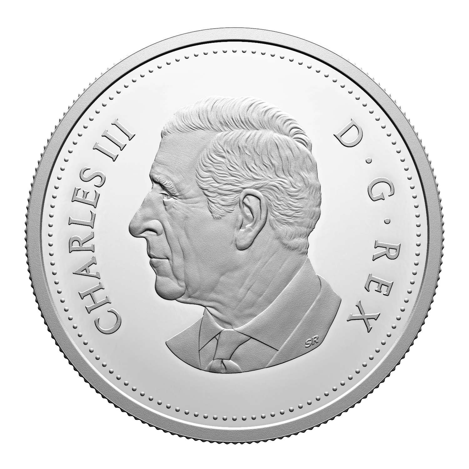 Reverse side of 2024 Canadian silver $1 proof coin featuring colorful coronation commemorative design