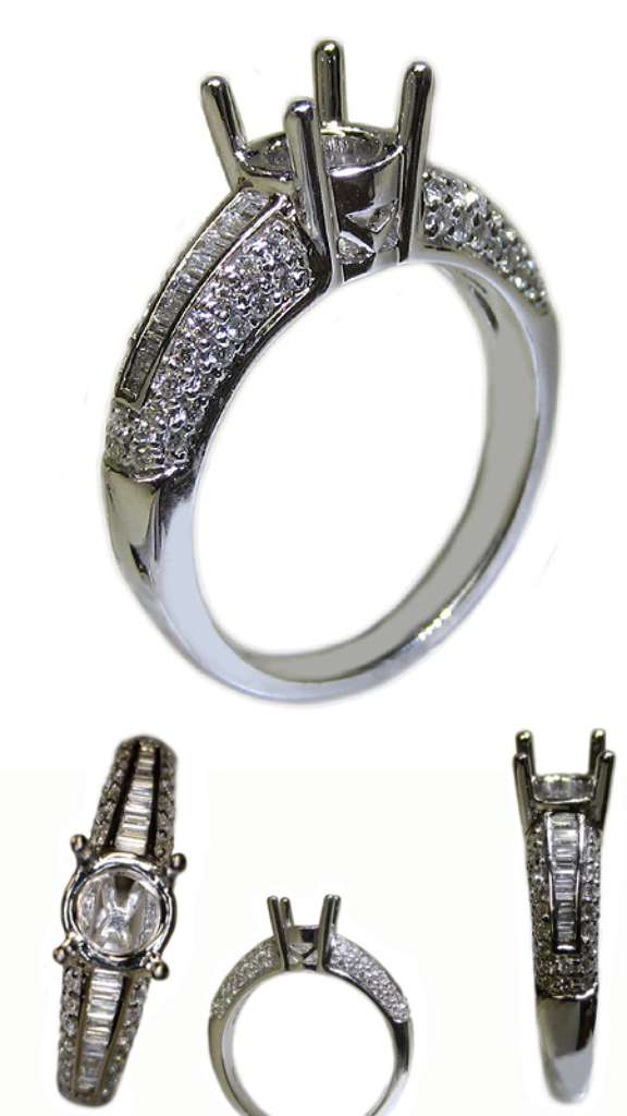 Ladies' 18kt white gold fancy engagement ring semi-mounting