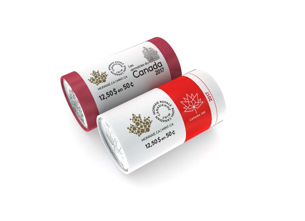 Canada Base Metal 2017 Pair of Rolls Fifty Cents (one roll commemorative, one roll regular)